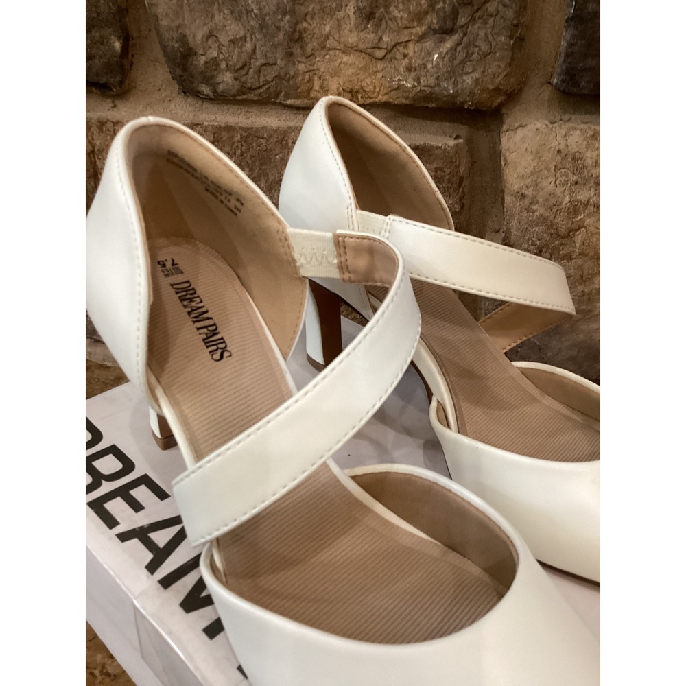 Dream Pairs White Pointed Toe Asymmetrical Strap Pumps SDPU2350W Womens 7.5 New - Picture 6 of 8